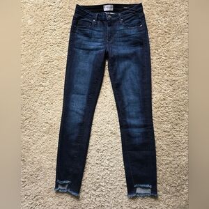 Parker Smith skinny jeans dark wash distressed hem womens 4/27